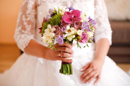 Lovely bride with nice bouquet