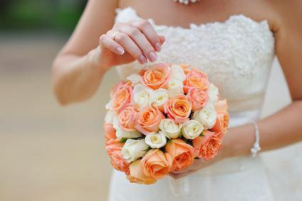 Beautiful wedding bouquet in brides hand
