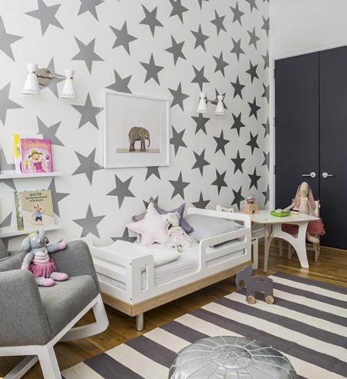 Decorar paredes del dormitorio infantil con estrellas