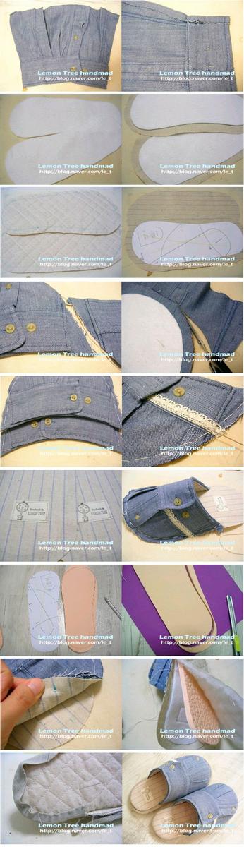 reciclar una camisa en unas pantuflas