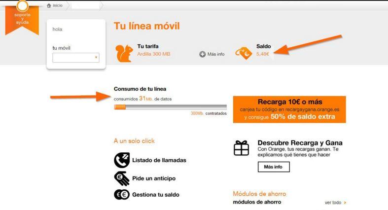 saldo en orange