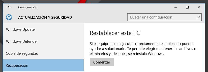 restablecer el ordenador