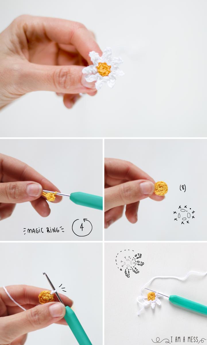 Pasos para hacer una margarita de ganchillo
