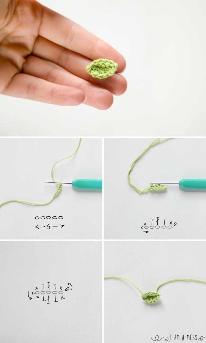 Pasos para hacer una hojita de ganchillo