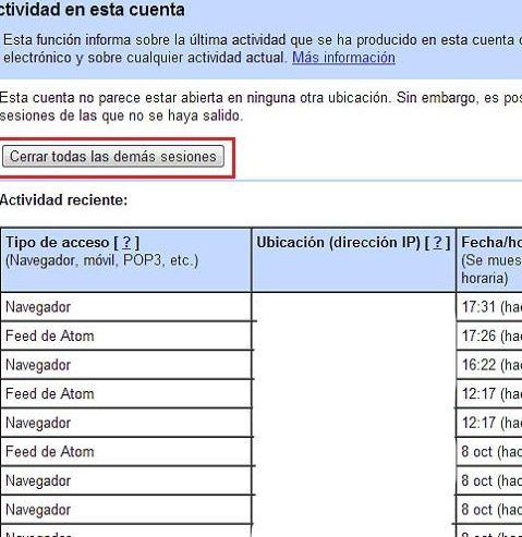 cerrar sesiones gmail