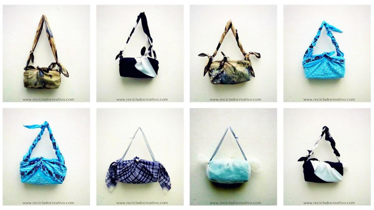 Bolsos con dos pañuelos y una caja de cartón de leche