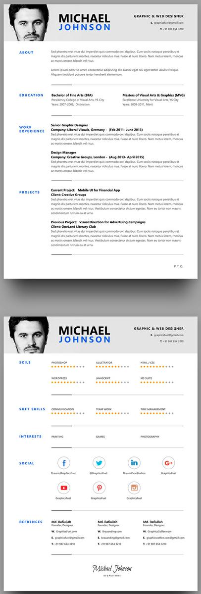 curriculum vitae editable psd