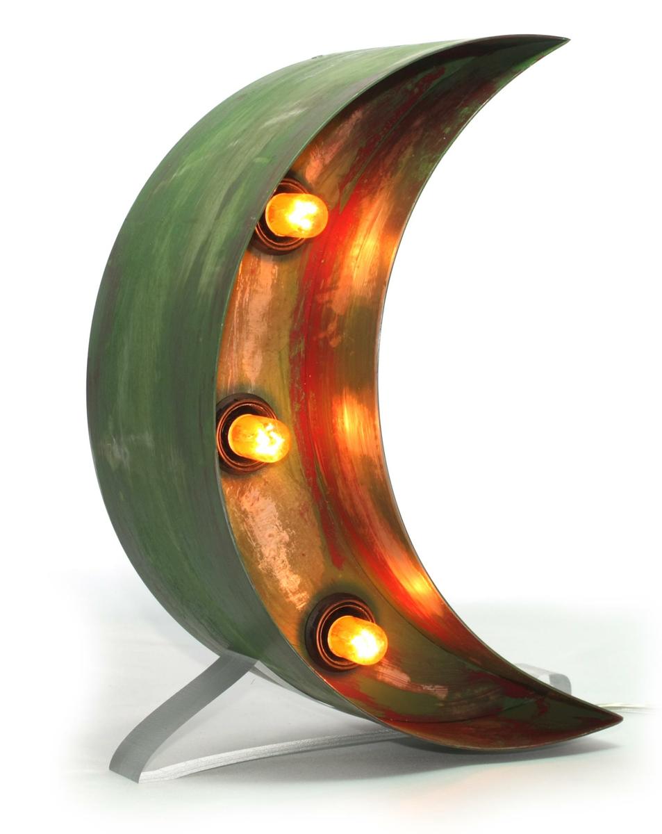 Luna metálica con bombillas de estilo vintage