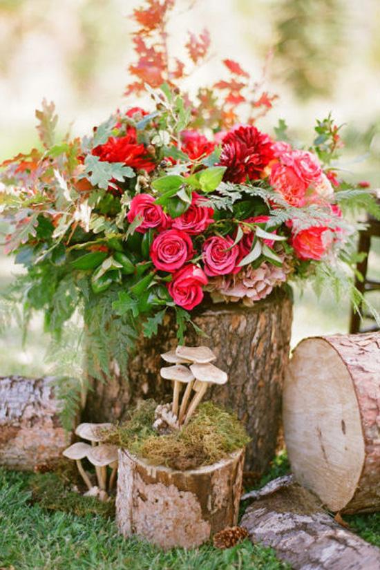 decoración de bodas rusticas maderas y flores