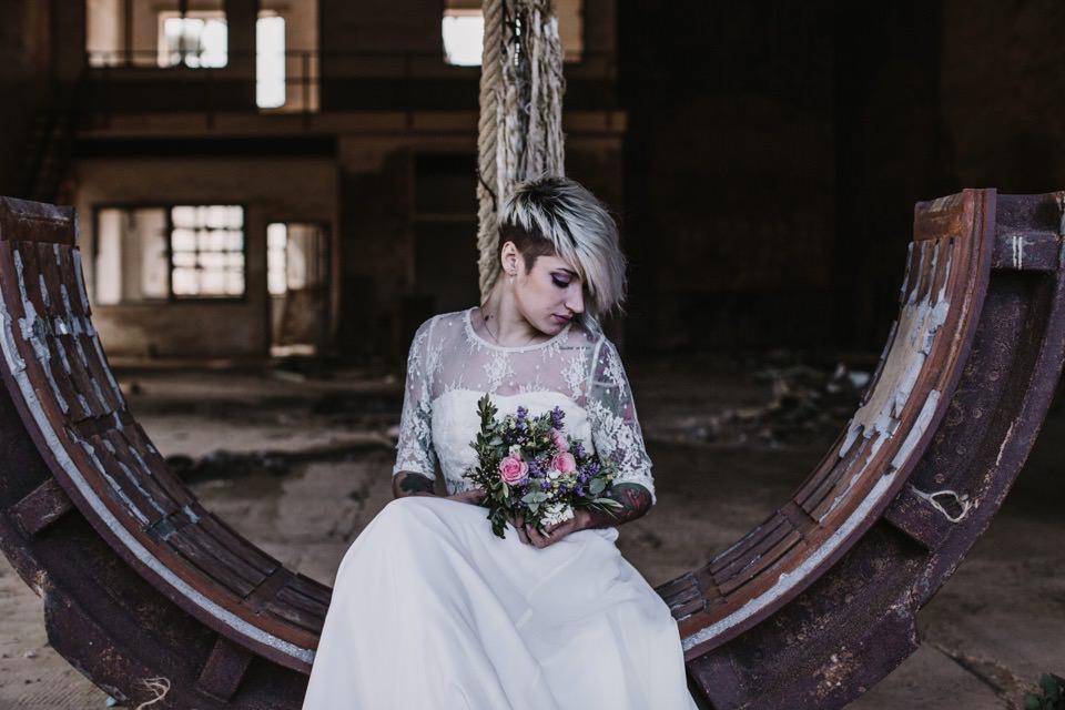 Decoración de boda industrial 