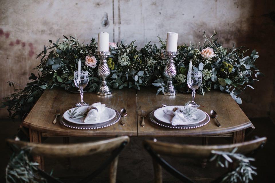 Decoración de boda industrial 