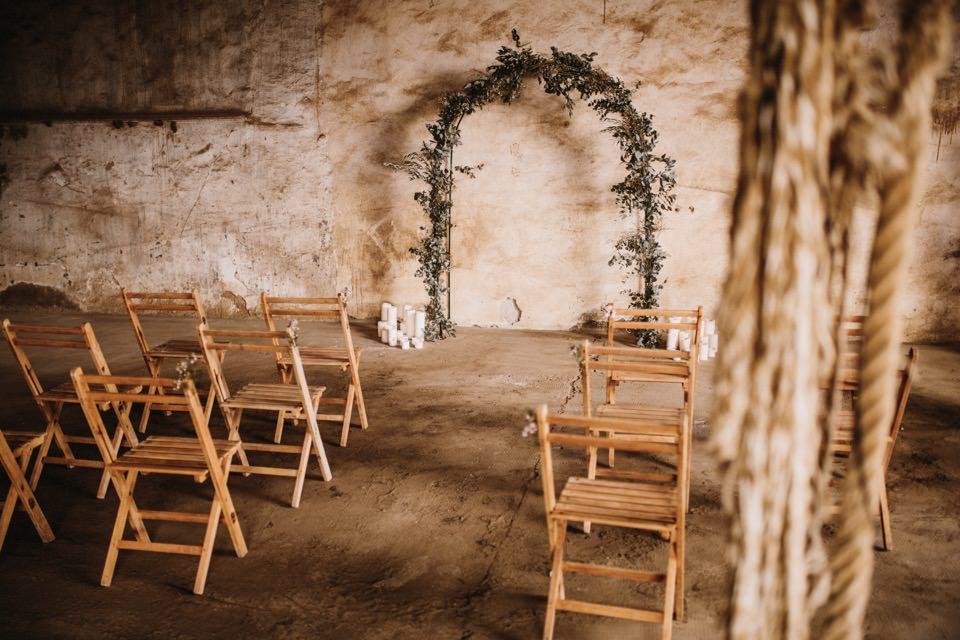 Decoración de boda industrial 