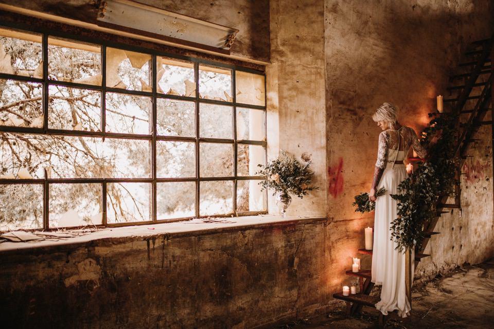 Decoración de boda industrial 