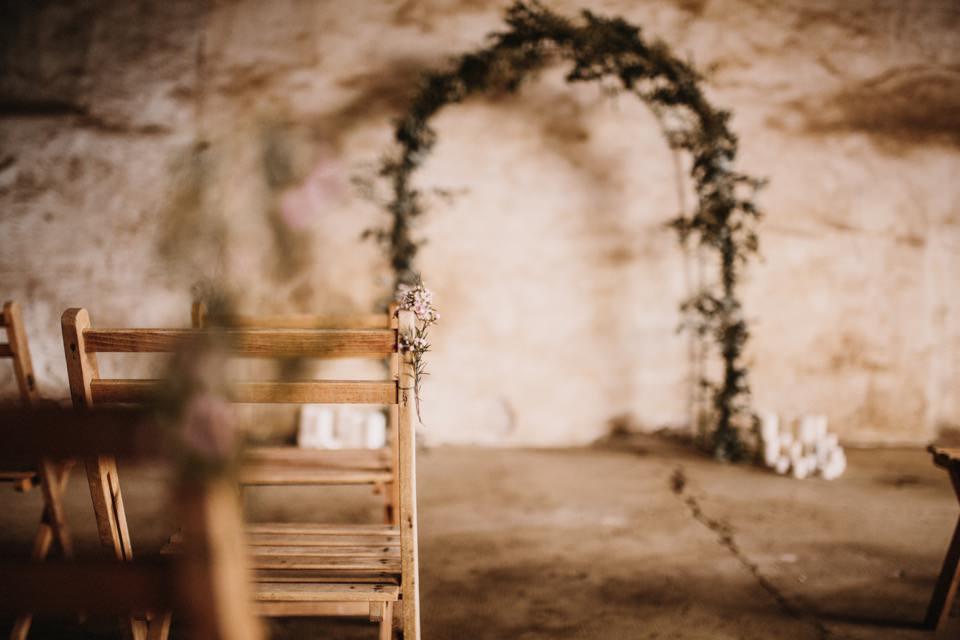 Decoración de boda industrial 