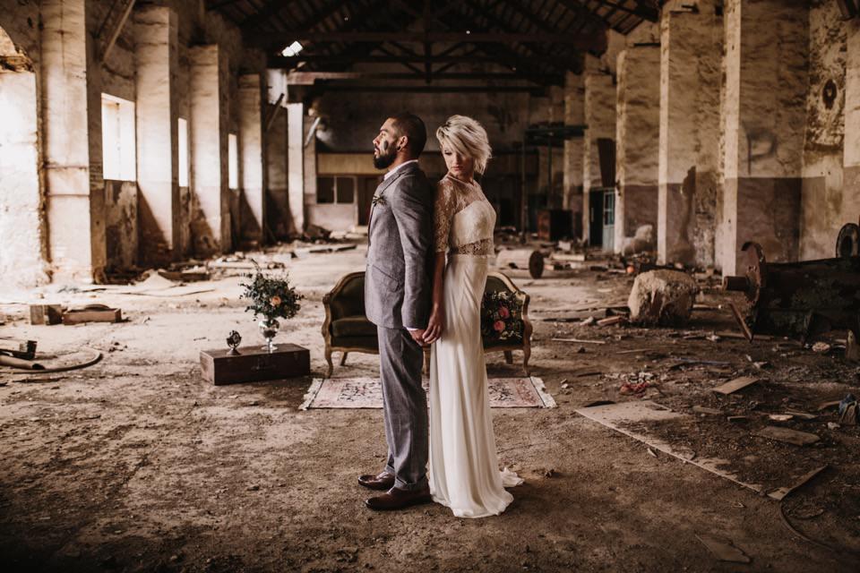 Decoración de boda industrial 