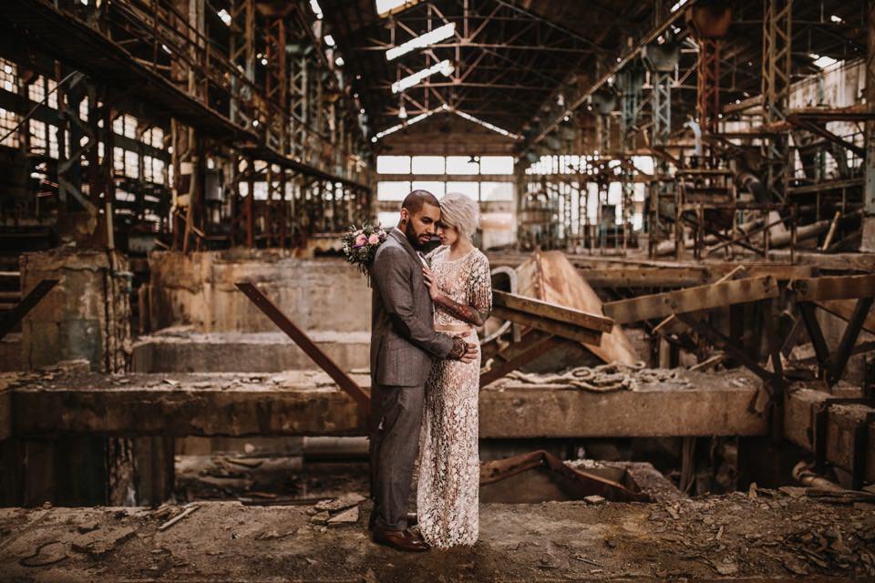 Decoración de boda industrial 