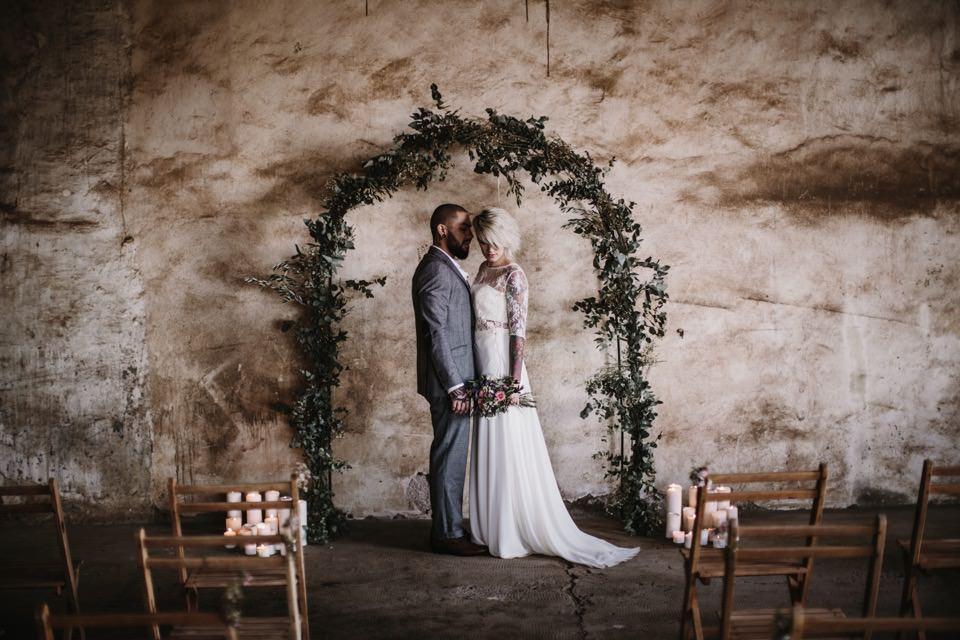 Decoración de boda industrial 