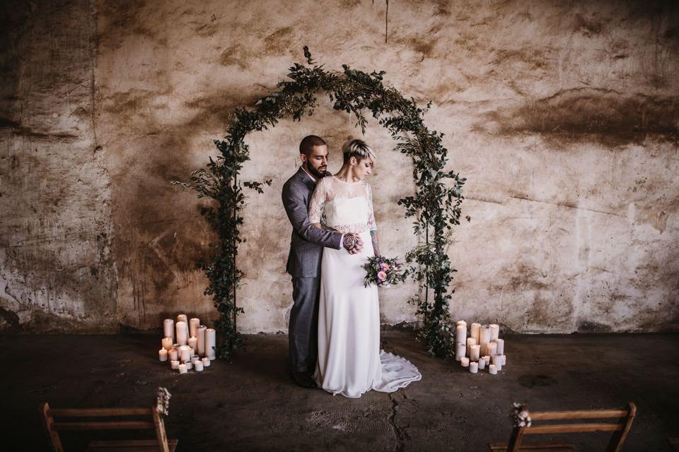 Decoración de boda industrial 