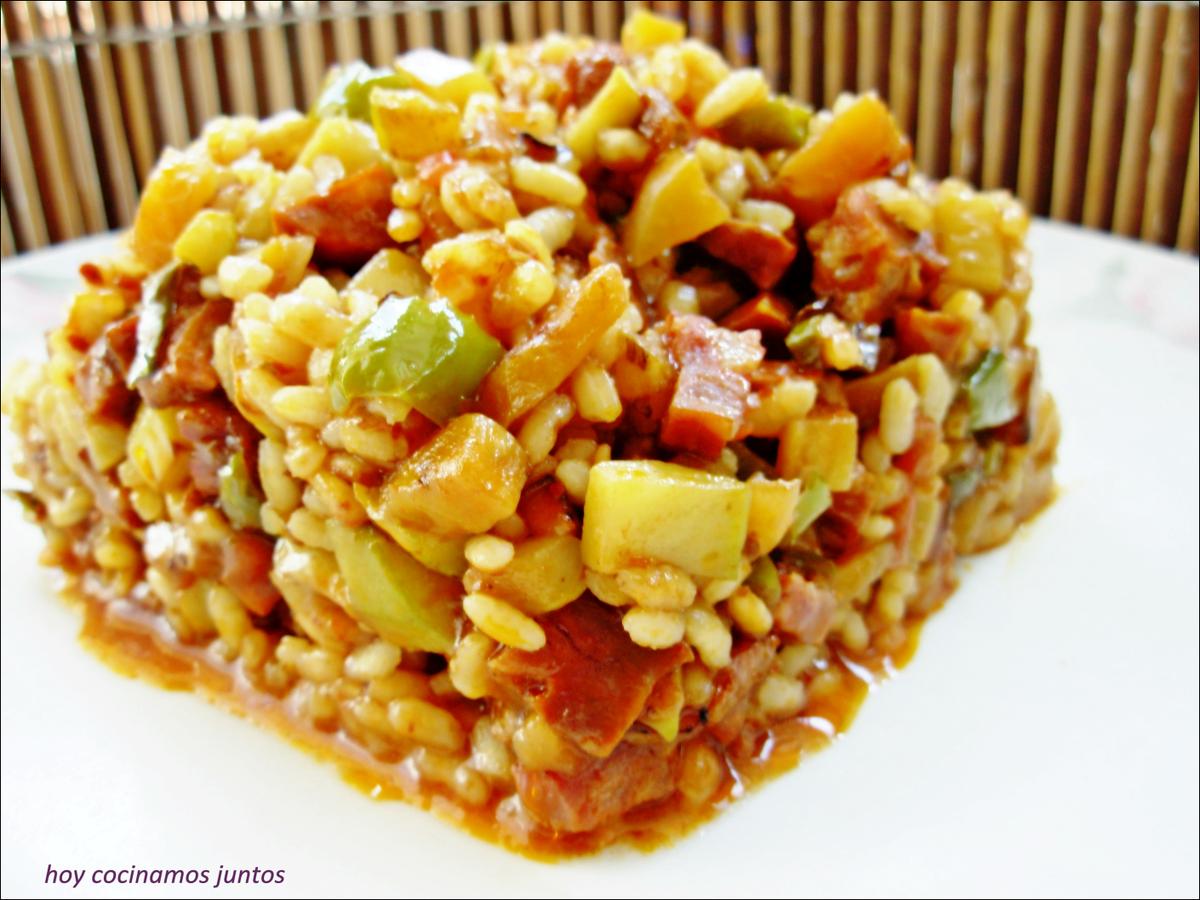 Arroz con verduras y chorizo