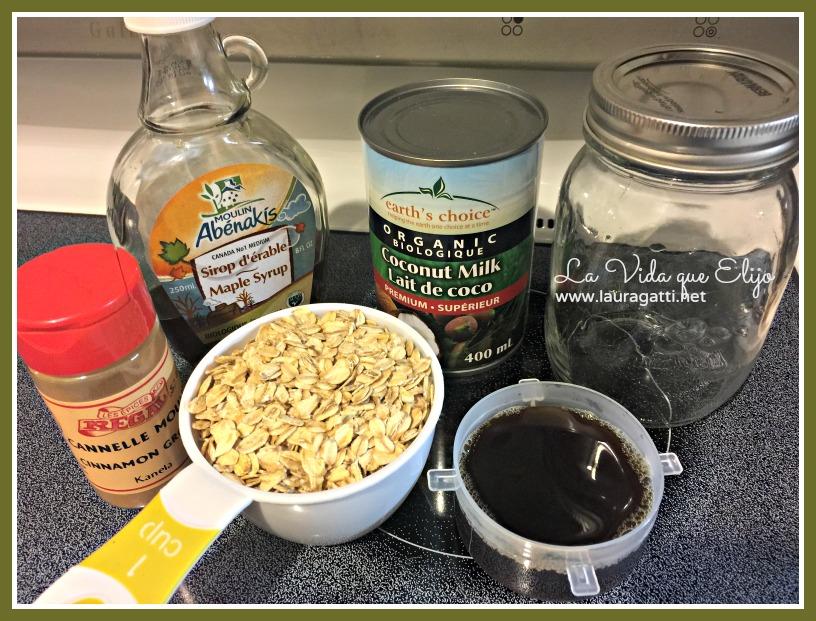 avena remojada con leche de coco y café