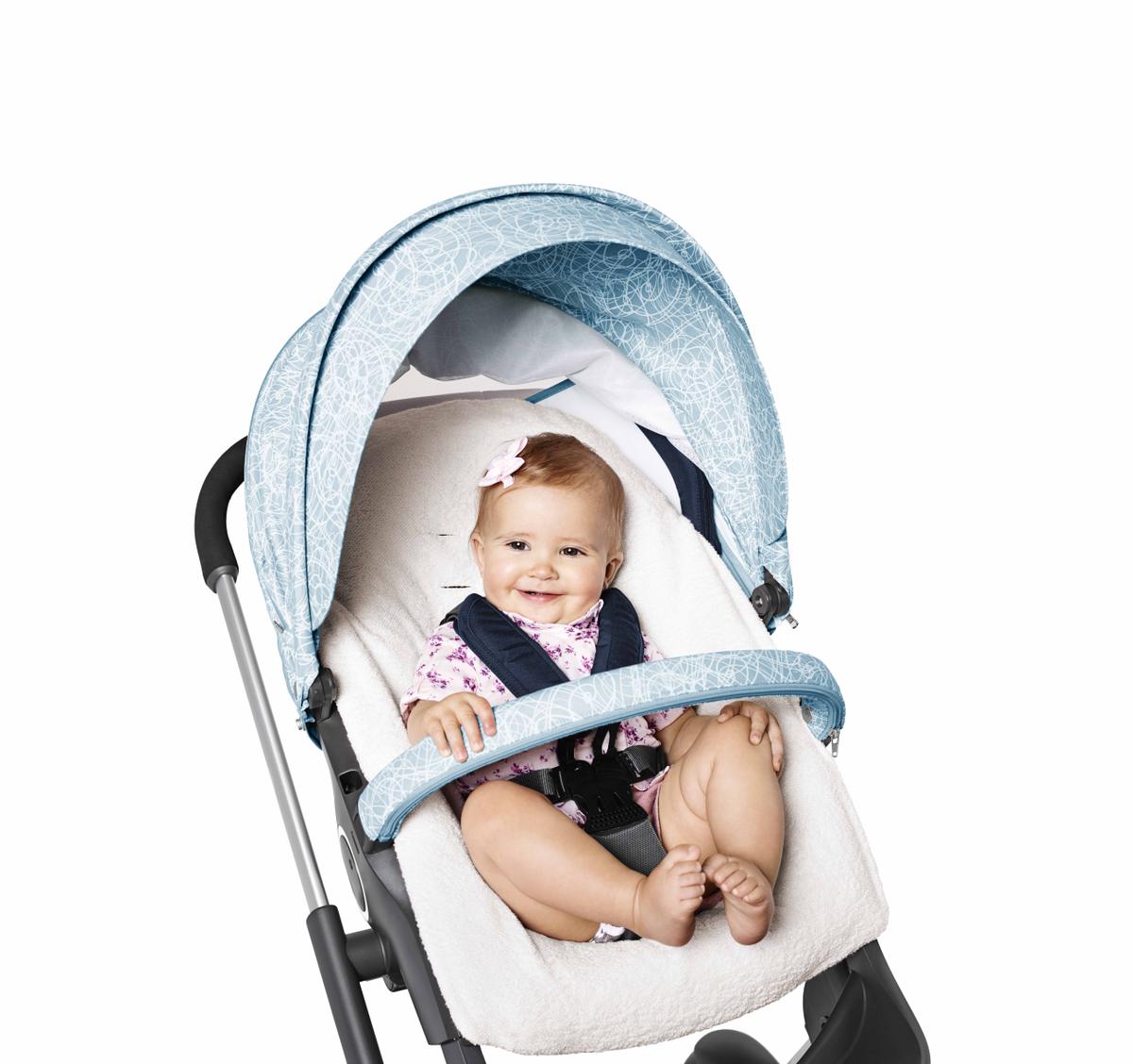 Stokke Stroller Summer Kit Scribble Bluebell Blue with Crusi Chassis 141113-0819 b
