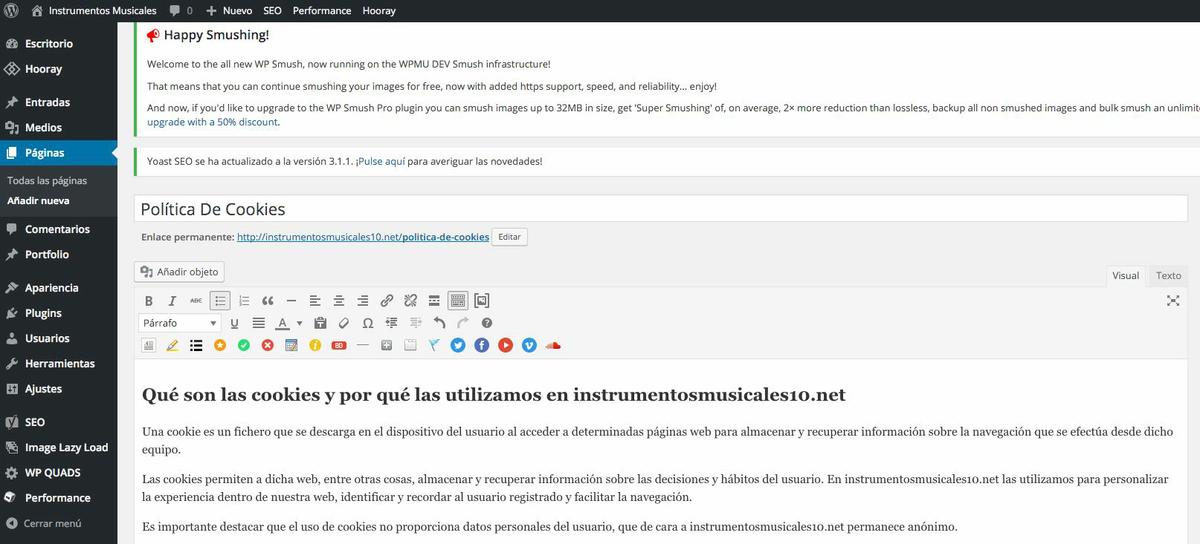 crear página ley de cookies