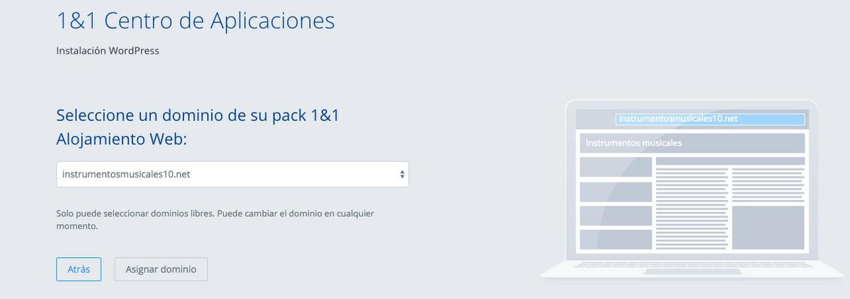 Asignar dominio 1and1