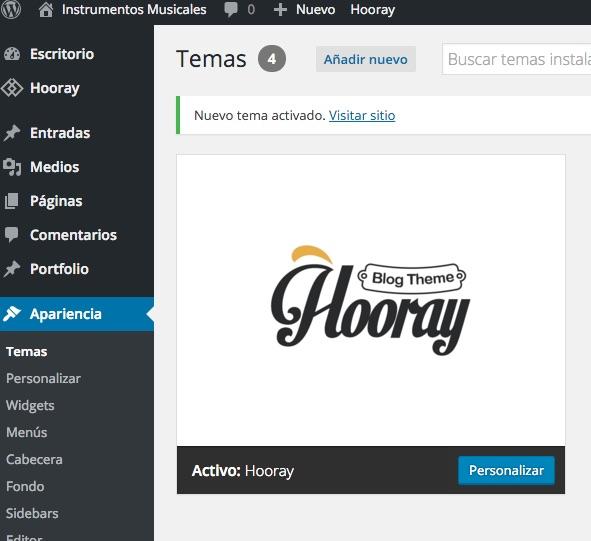 como instalar un tema en WordPress