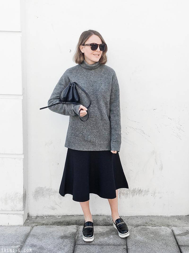 Trini | Balenciaga turtleneck Sandro skirt