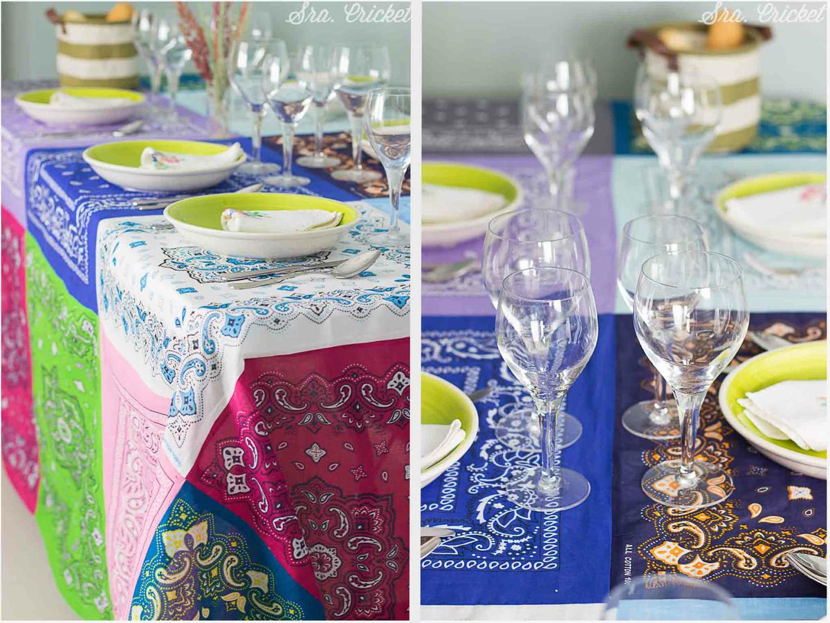 mantel hecho de pañuelos