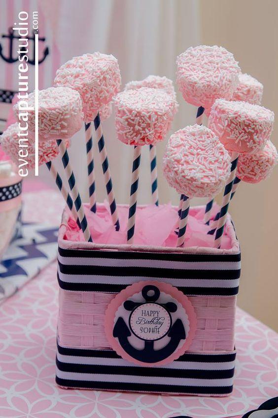 cake pops temáticos marinero rosa