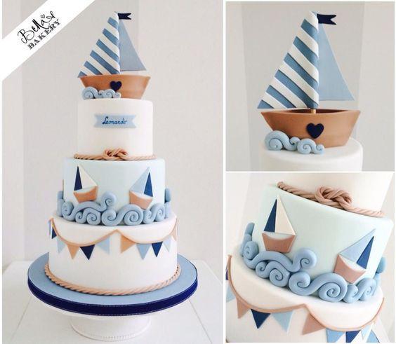 torta de baby shower estilo marinero
