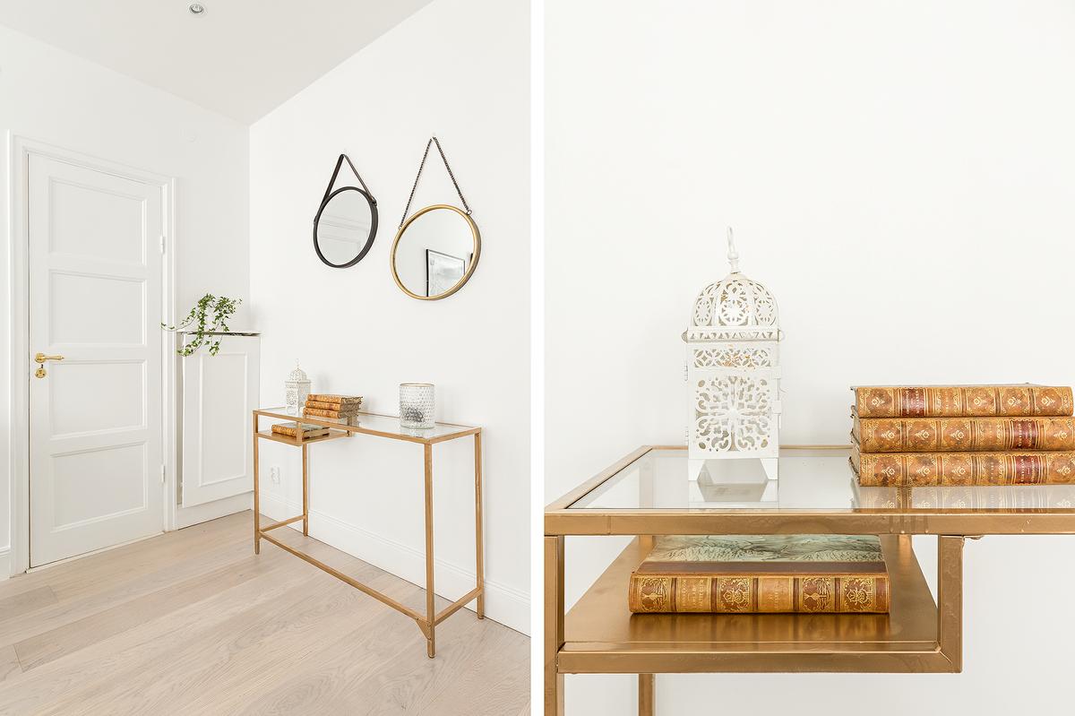 Detalles del mobiliario y la decoración de un piso pequeño