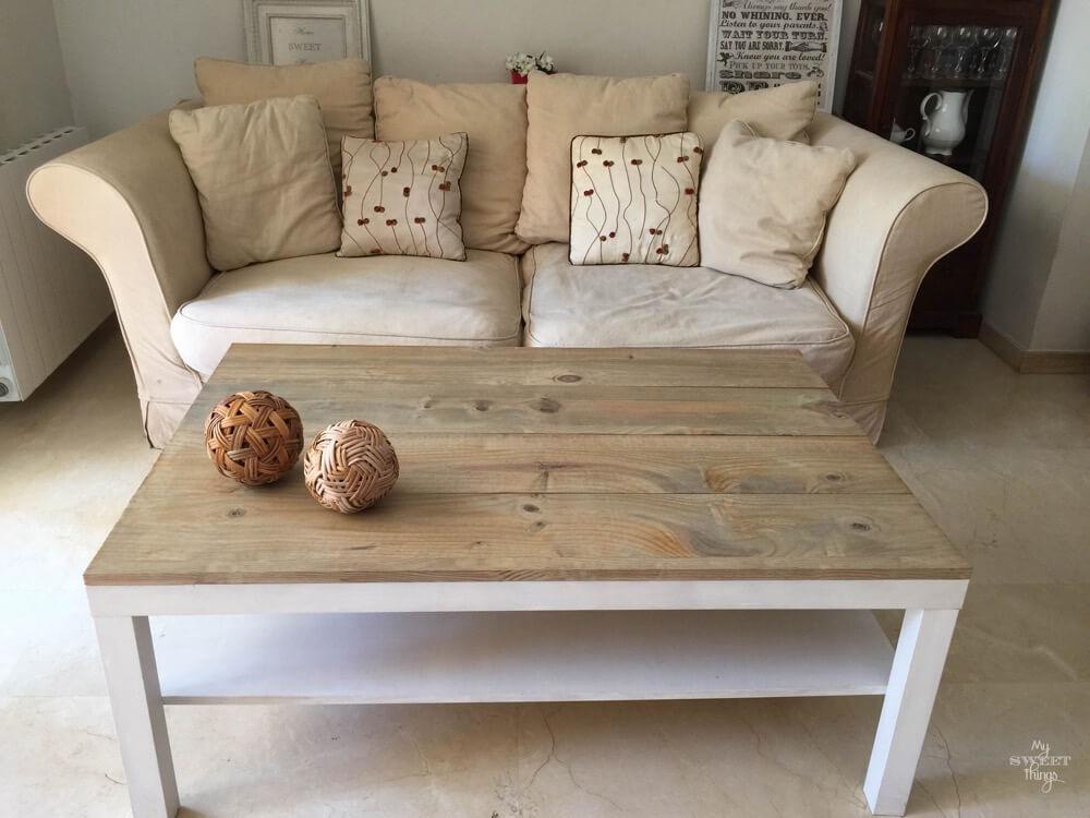 Tuneo de una mesa de centro Ikea Lack con madera y tinte