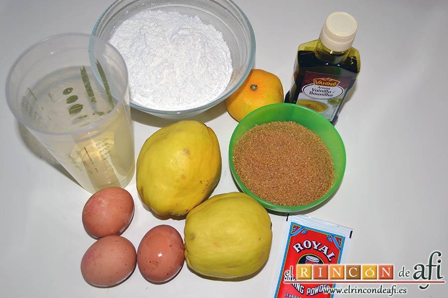 Bizcocho de membrillo, preparar los ingredientes