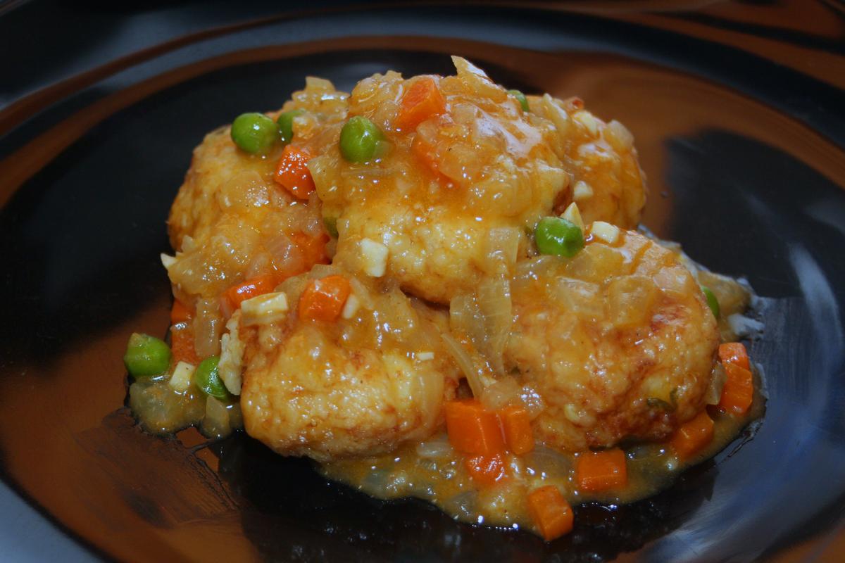 albóndigas de bacalao y gambas