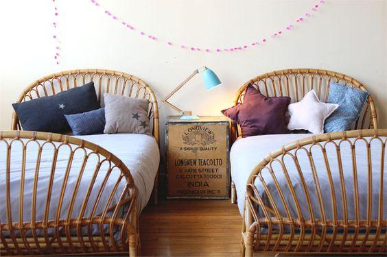 Camas para espacio infantil de rattan