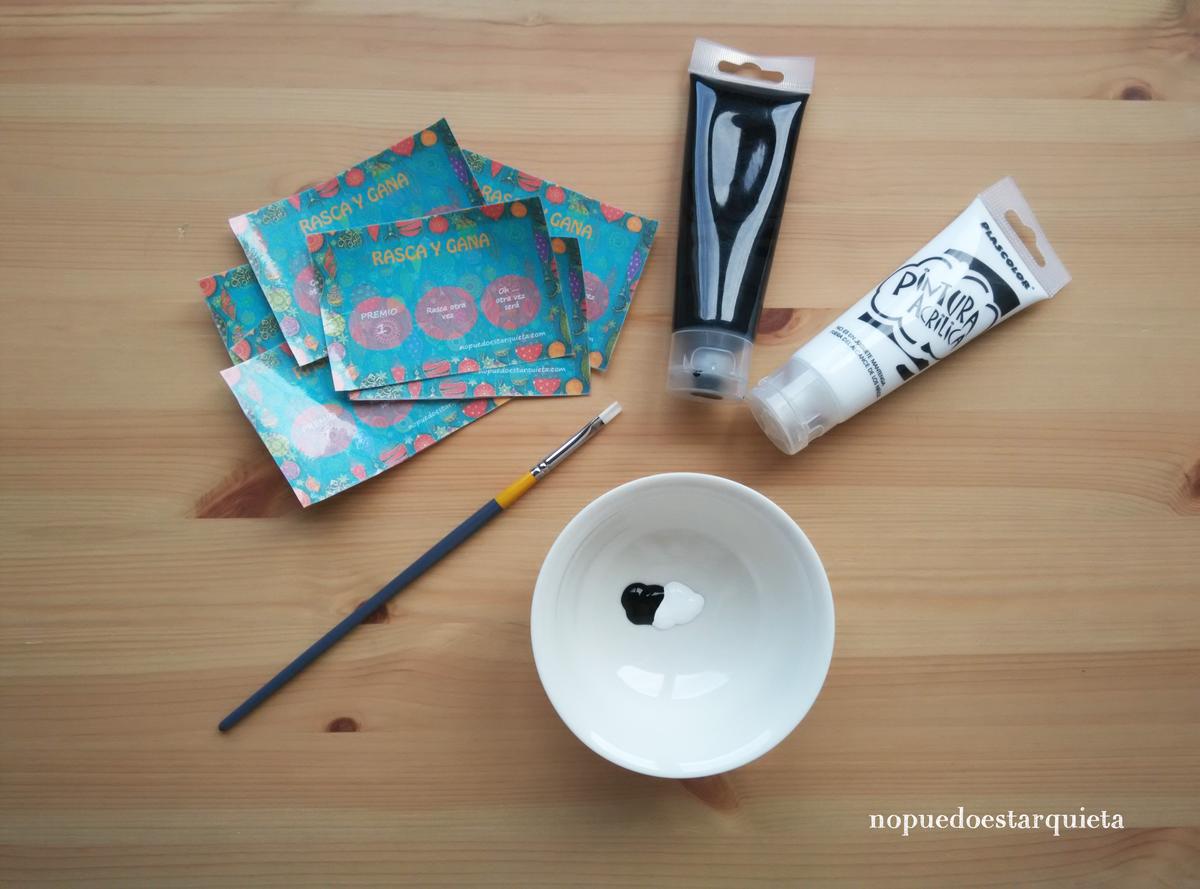 Rasca y gana casero para Navidad. Tarjetas rasca y gana con pintura acrílica.