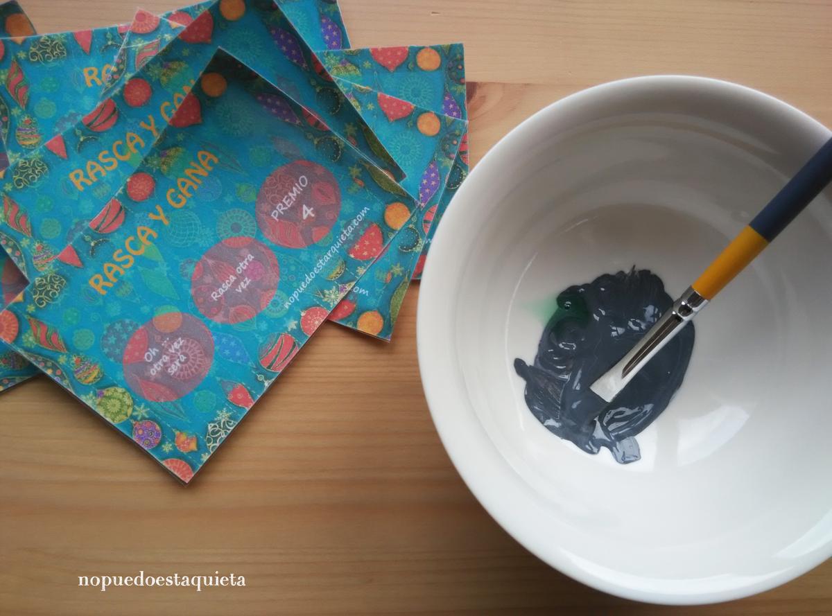 Rasca y gana casero para Navidad. Tarjetas rasca y gana con pintura acrílica.