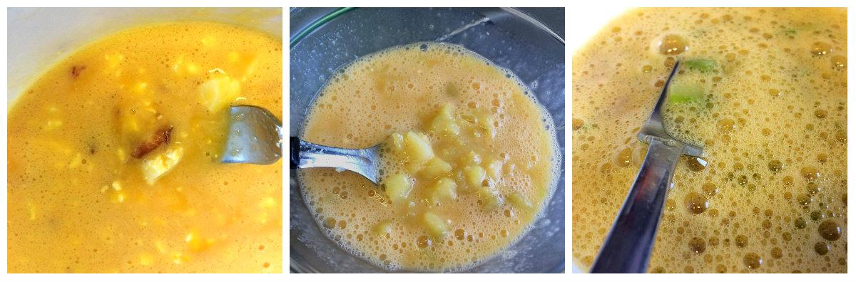 Huevos batidos con los rellenos