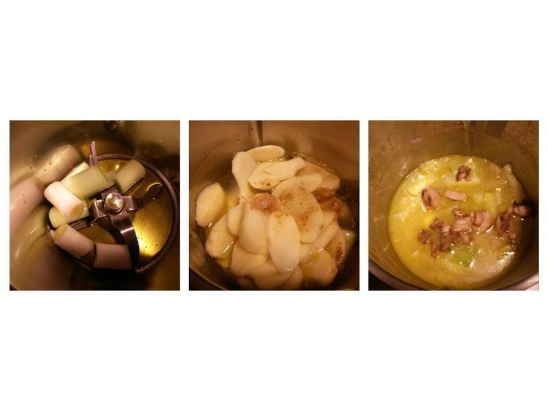 crema puerros hongos jamon