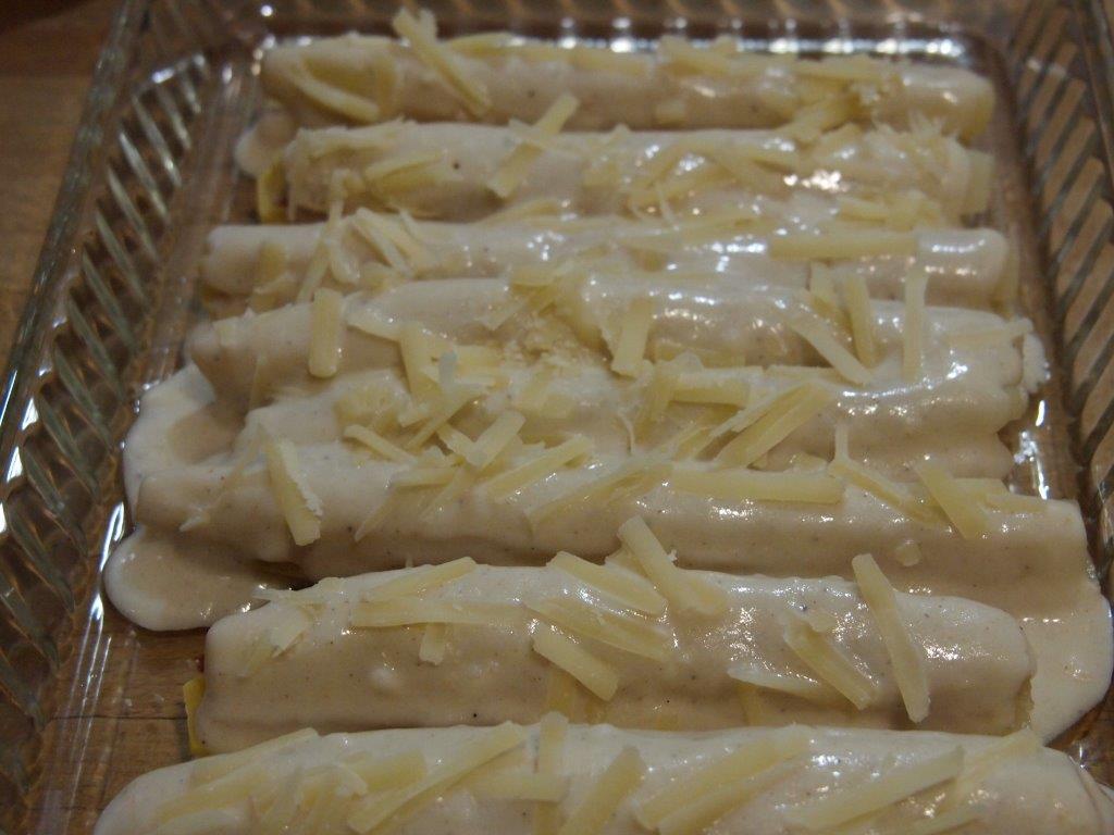 Espárragos blancos rellenos y gratinados