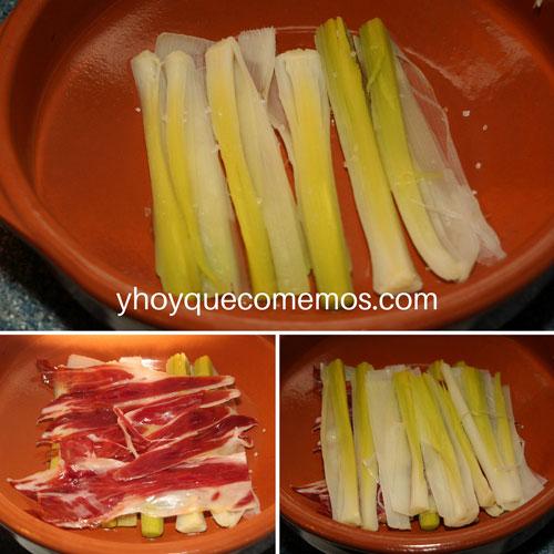 colocar-capas-de-puerros-y-de-jamon