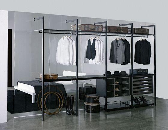 man walking closet