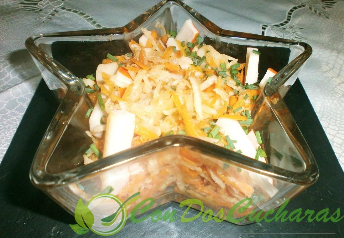 Ensalada de nabos con vinagreta al chocolate