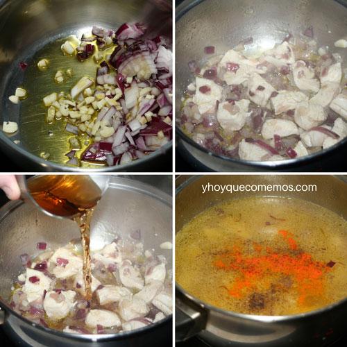 sofreir-las-verduras-con-el-pollo