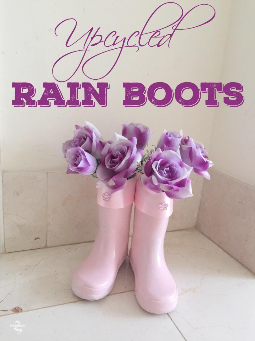 How to make some flower vases out of a pair of old rain boots