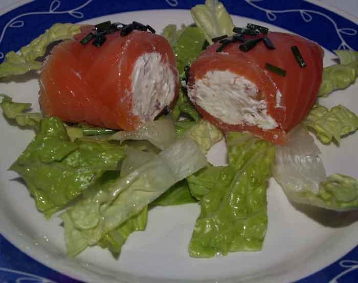 rollitos de salmón