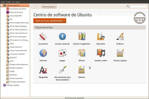 Centro de Software de Ubuntu Linux