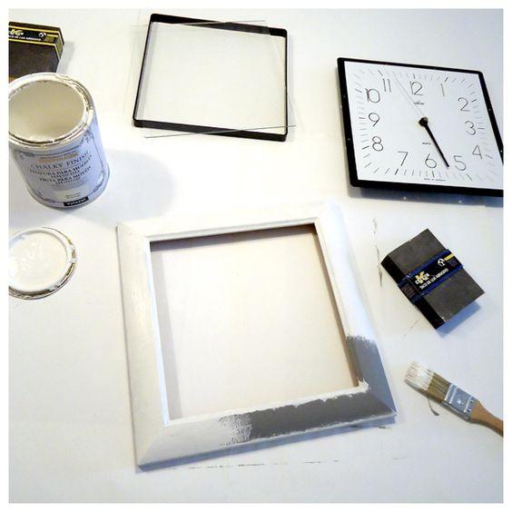 Reloj pared madera pintura Chalk Paint